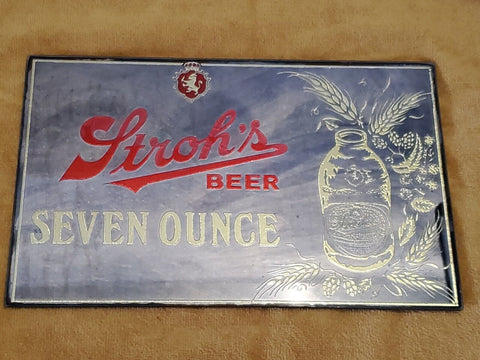 VINTAGE Stroh's Beer 8x12" Seven Ounce Mirror Sign