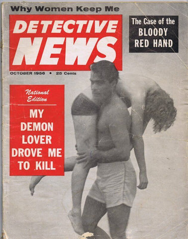 ORIGINAL Vintage October 1956 Detective News Magazine GGA