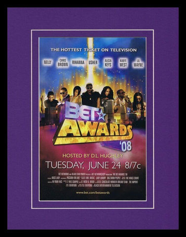 2008 BET Awards 11x14 Framed ORIGINAL Advertisement Rihanna Kanye West Nelly