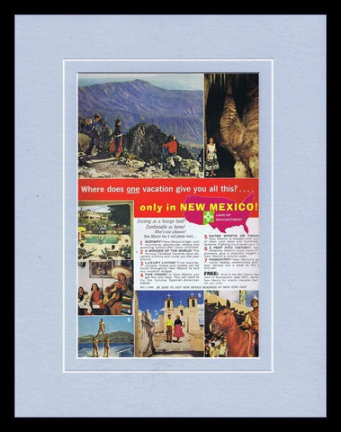 1964 New Mexico Travel Tourism Framed 11x14 ORIGINAL Vintage Advertisement 