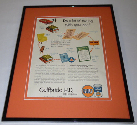 1951 Gulf Gulfpride HD Oil Framed 11x14 ORIGINAL Vintage Advertisement C