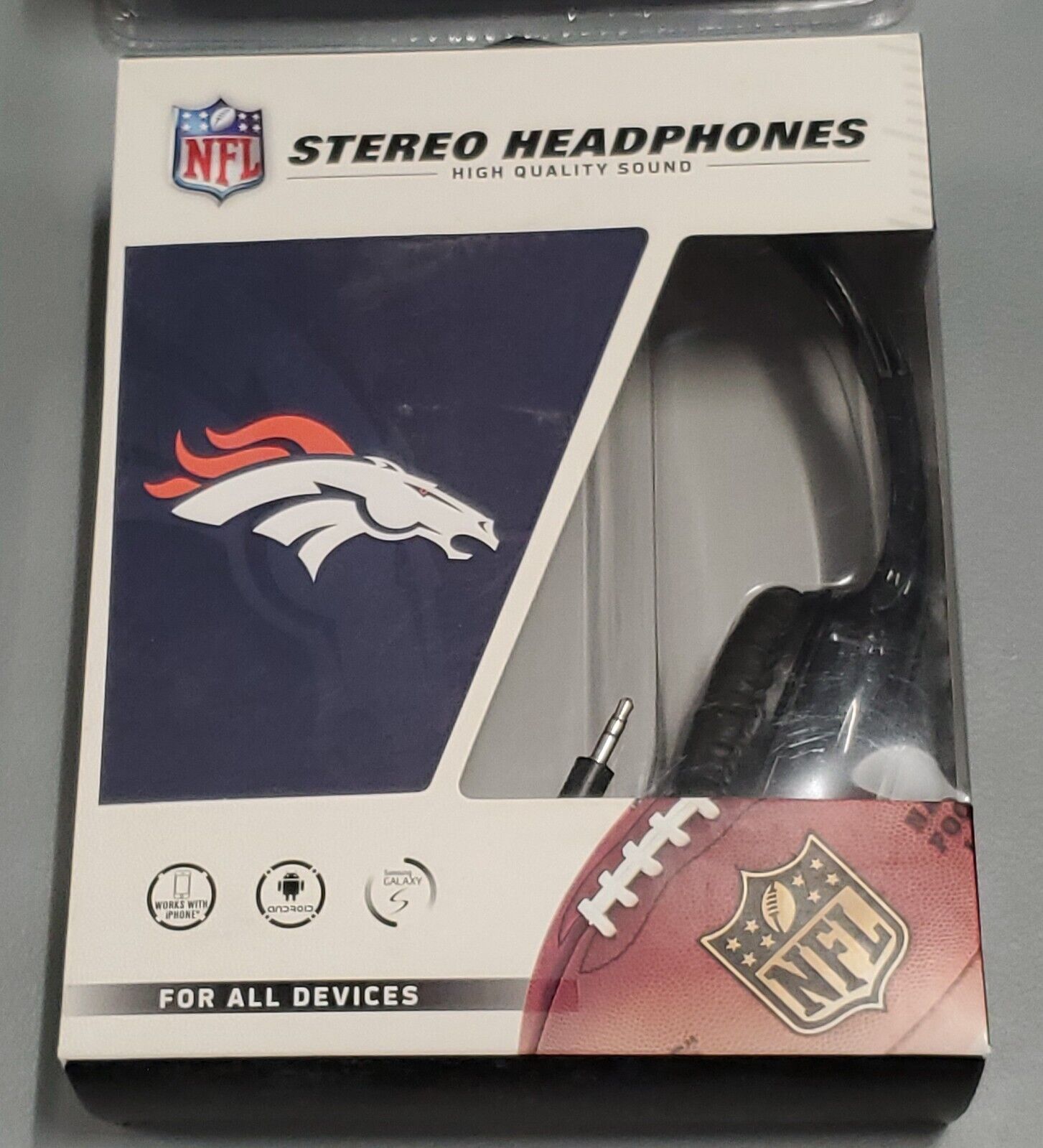 NEW SEALED Denver Broncos Logo NFL Stereo Headphones