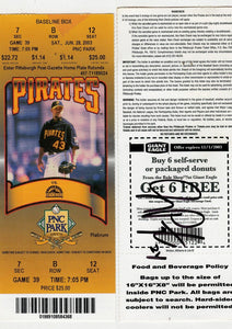 Jay Payton Signed June 28 2003 Colorado Rockies @ Pittsburgh Pirates Ticket