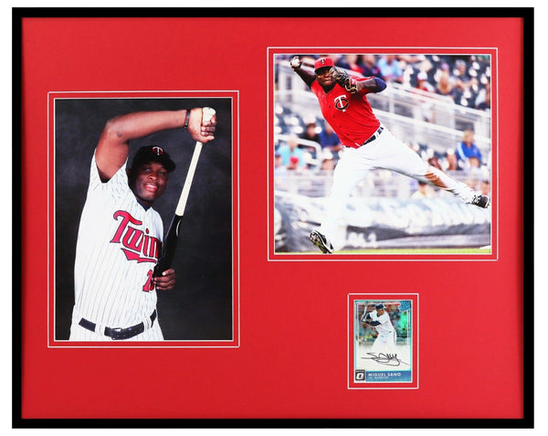 Miguel Sano Signed Framed 16x20 Rookie Card & Photo Set PANINI Twins