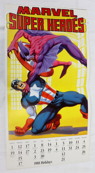 VINTAGE 1988 Marvel Captain America 12x23" Folded Poster from Calendar