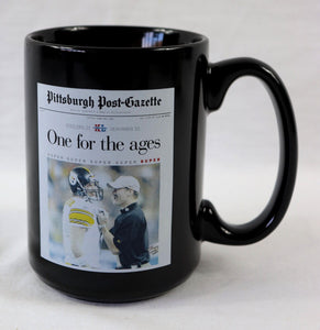 Pittsburgh Post Gazette Steelers Super Bowl XL Coffee Mug Roethlisberger Cowher