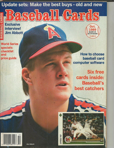 ORIGINAL Vintage Oct 1989 Baseball Cards Magazine w/ Cards Jim Abbott