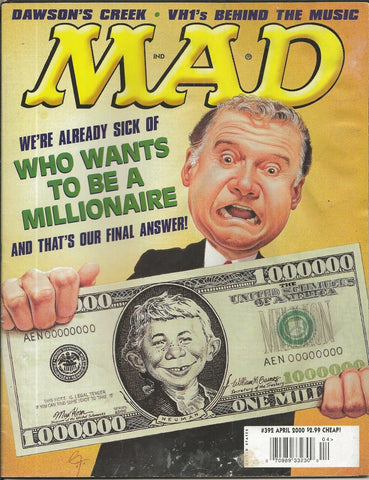 ORIGINAL Vintage Apr 2000 Mad Magazine #392 Regis Philbin Who Wants Millionaire