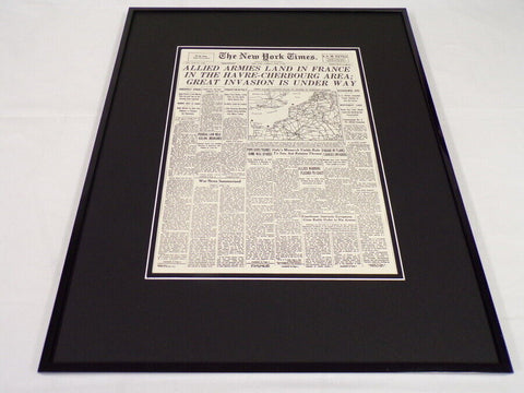 New York Times June 6 1944 Framed 16x20 Front Page Poster WWII US Army Lands