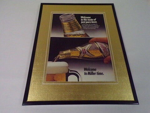 1984 Miller Beer Miller Time Framed 11x14 ORIGINAL Vintage Advertisement 