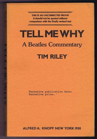 ORIGINAL Vintage 1988 Tell Me Why Beatles Commentary Proof Book Tim Riley