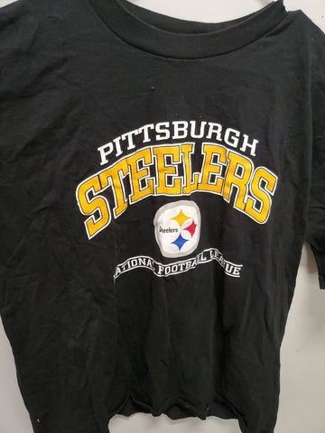 VINTAGE 1990s NFL Apparel Pittsburgh Steelers Black Logo T-Shirt LARGE