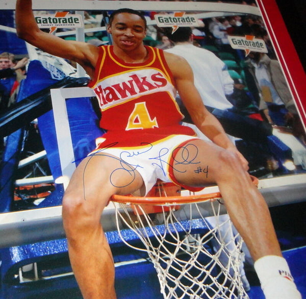 Spud Webb Signed Framed 18x24 Photo Display JSA Hawks