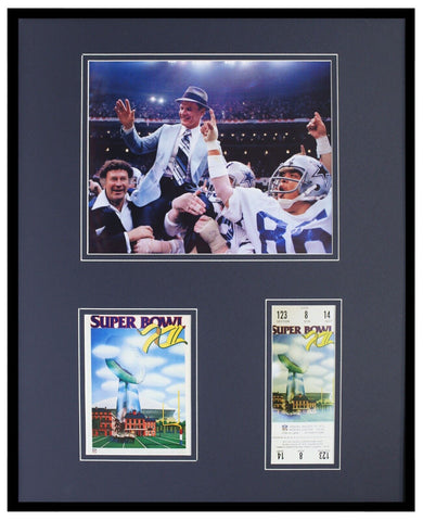 Tom Landry 16x20 Framed Super Bowl XII Official Repro Ticket & Program Cover Set