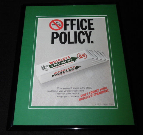 1997 Wrigley's Spearmint Gum Framed 11x14 ORIGINAL Vintage Advertisement