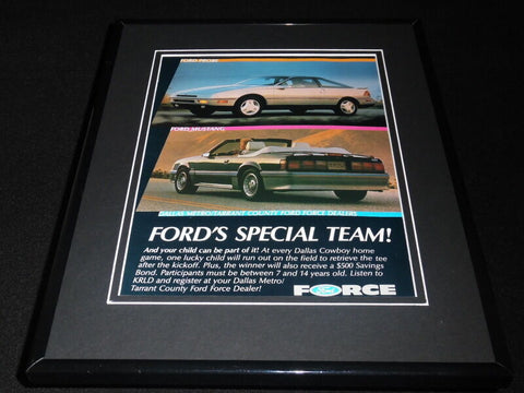 1989 Ford Mustang / Dallas Cowboys Framed 11x14 ORIGINAL Advertisement 