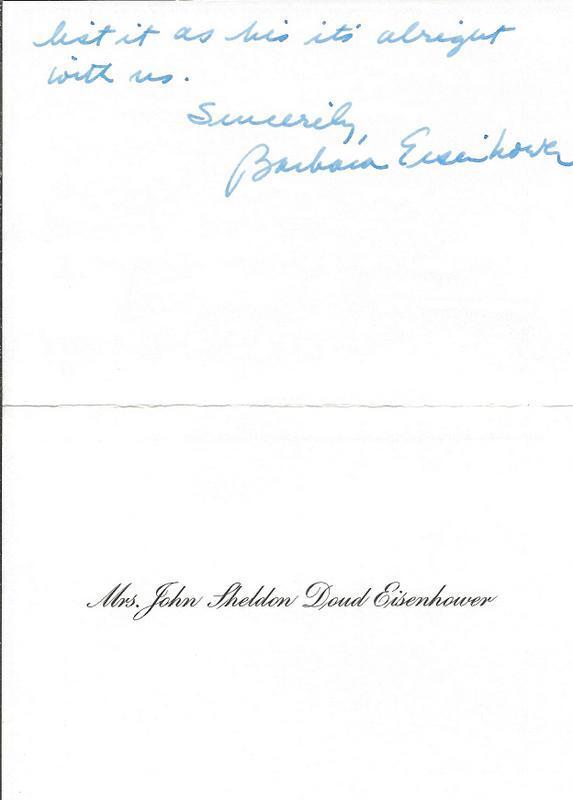 Barbara Eisenhower Signed Handwritten Letter 