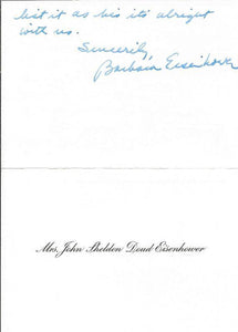 Barbara Eisenhower Signed Handwritten Letter 