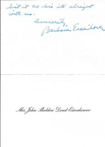 Barbara Eisenhower Signed Handwritten Letter 