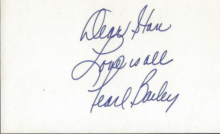 Pearl Bailey Signed 3x5 Index Card