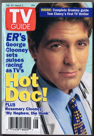 ORIGINAL Vintage TV Guide February 25, 1995 George Clooney 1st Cover NO LABEL ER