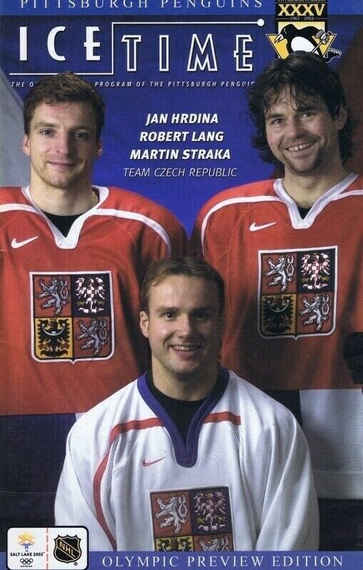 Jan 23 2002 Pittsburgh Penguins vs Tampa Program Czech Olympic Cover Straka Lang