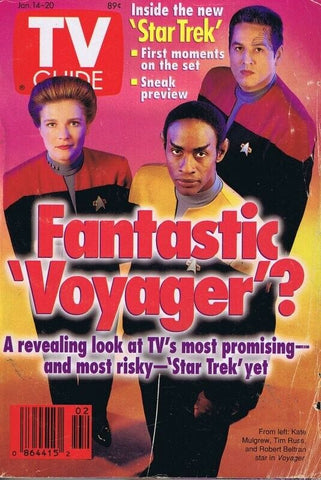 ORIGINAL Vintage Jan 14 1995 TV Guide No Label Star Trek Voyager Cast