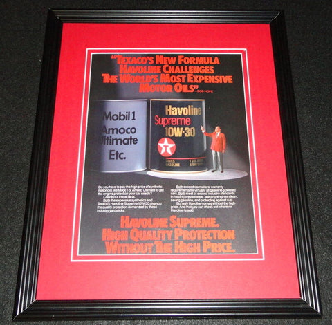 Bob Hope 1985 Havoline Motor Oil 11x14 Framed ORIGINAL Vintage Advertisement B