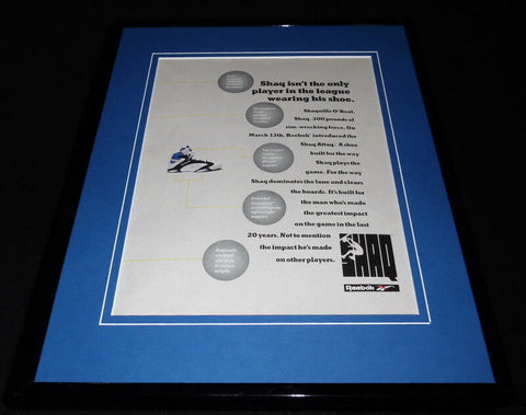 1993 Shaq Attaq Reebok Framed 11x14 ORIGINAL Vintage Advertisement