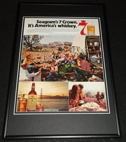 1972 Seagram's 7 Whiskey Framed 12x18 ORIGINAL Advertisement