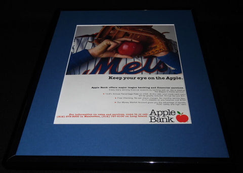 Apple Bank New York Mets Framed 11x14 ORIGINAL Vintage Advertisement 