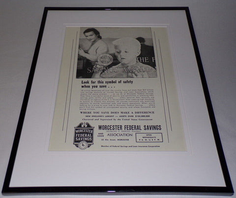 1959 Worcester Federal Savings 11x14 Framed ORIGINAL Vintage Advertisement 