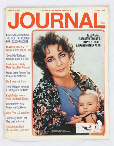 ORIGINAL Vintage Apr 1972 Ladies Home Journal Magazine Elizabeth Taylor