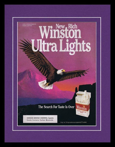 1991 Winston Ultra Light Cigarettes 11x14 Framed ORIGINAL Vintage Advertisement