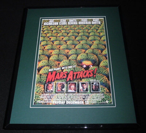 Mars Attacks Framed 11x14 Repro Movie Poster Display Jack Nicholson Glenn Close