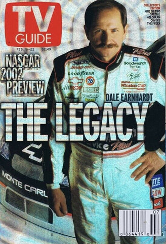 ORIGINAL Vintage Feb 16 2002 TV Guide No Label Dale Earnhardt Sr