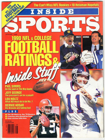 VINTAGE Aug 1990 Inside Sports Magazine Lou Holtz Phil Simms NFL Rankings