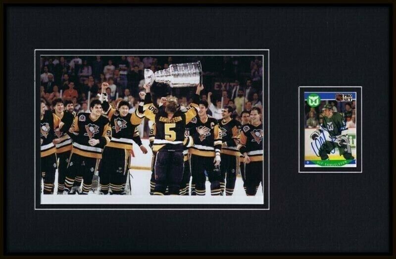 Ulf Samuelsson Signed Framed 11x17 Photo Display Penguins Stanley Cup