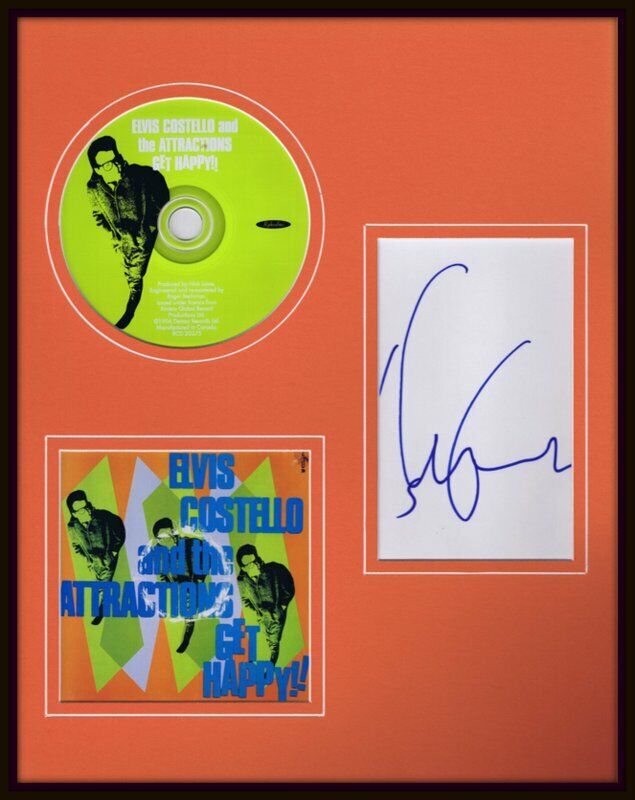 Elvis Costello Signed Framed 11x14 Get Happy CD + Photo Display