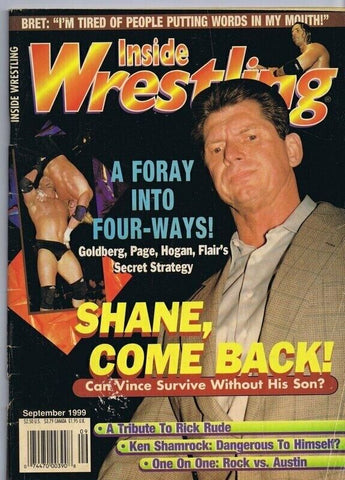 ORIGINAL Vintage September 1999 Inside Wrestling Magazine Vince McMahon