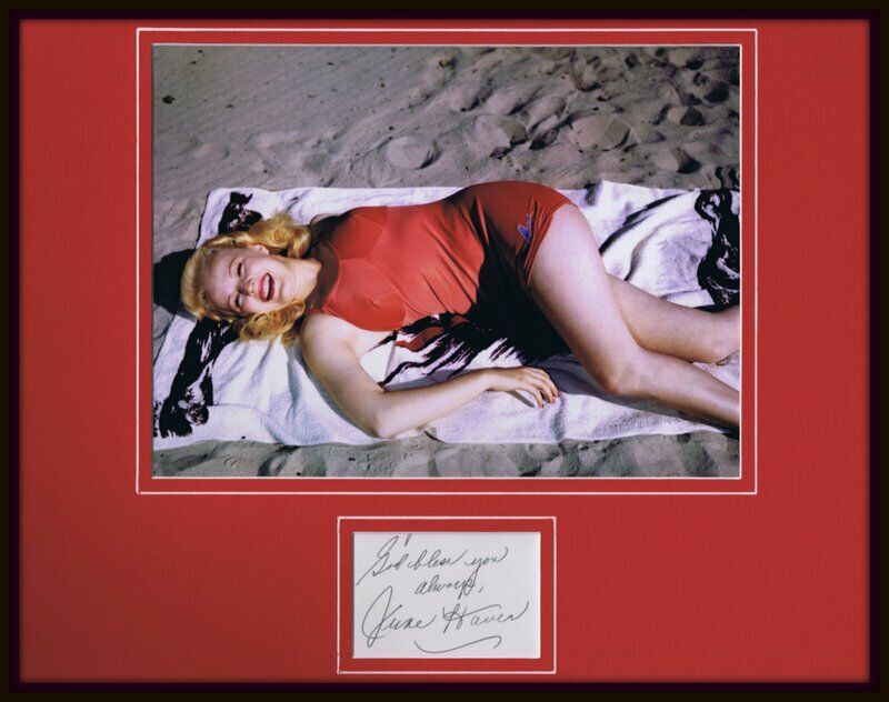 June Haver Signed Framed 11x14 Swimsuit Photo Display 