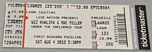 Aug 4 2012 Mac Miller Wiz Khalifa Under the Influence Tour Ticket