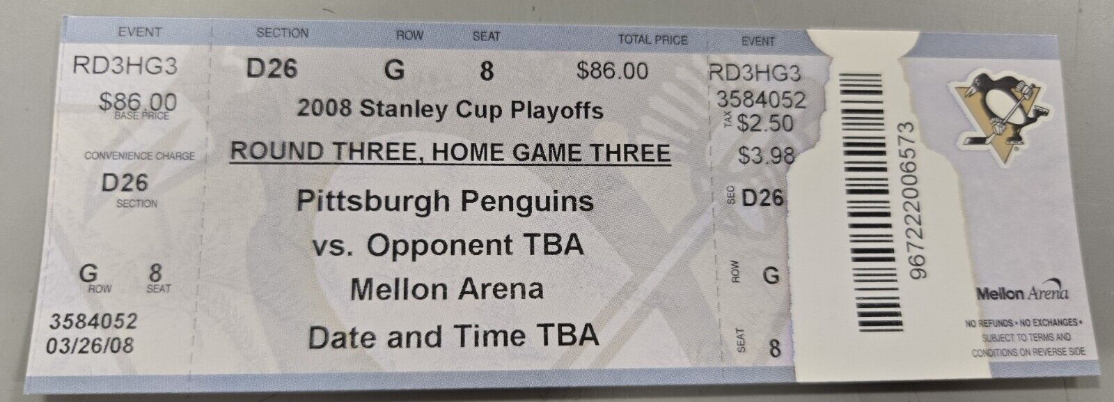 May 1 2008 Flyers @ Penguins East Finals Ticket Marc Andre Fleury Shutout