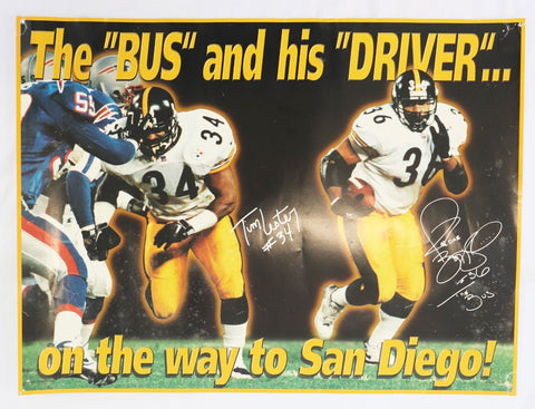 VINTAGE 1997 Jerome Bettis Tim Lester Steelers Bus & Bus Driver 18x24 Poster