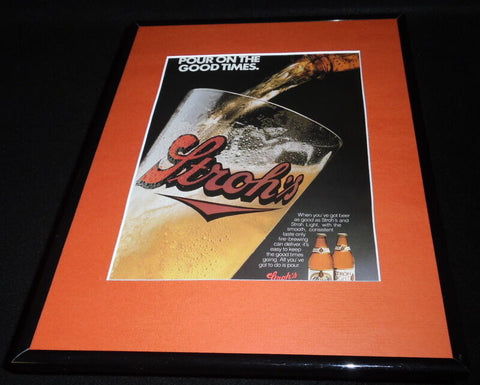 1988 Stroh's Beer Framed 11x14 ORIGINAL Vintage Advertisement