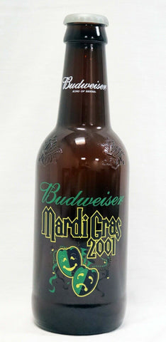 VINTAGE 14" HUGE 2001 Budweiser Mardi Gras Empty Glass Novelty Beer Bottle