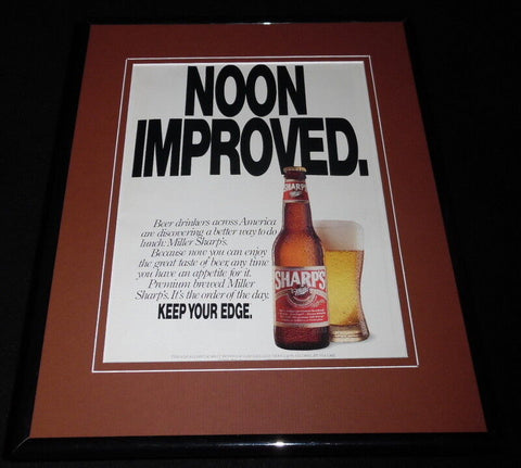 1992 Miller Sharp's Beer Noon Improved Framed 11x14 ORIGINAL Advertisement