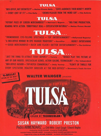 Tulsa 1949 ORIGINAL Vintage 9x12 Industry Ad Susan Hayward Robert Preston