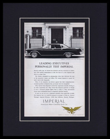 1962 Chrysler Imperial Lebaron Framed 11x14 ORIGINAL Vintage Advertisement