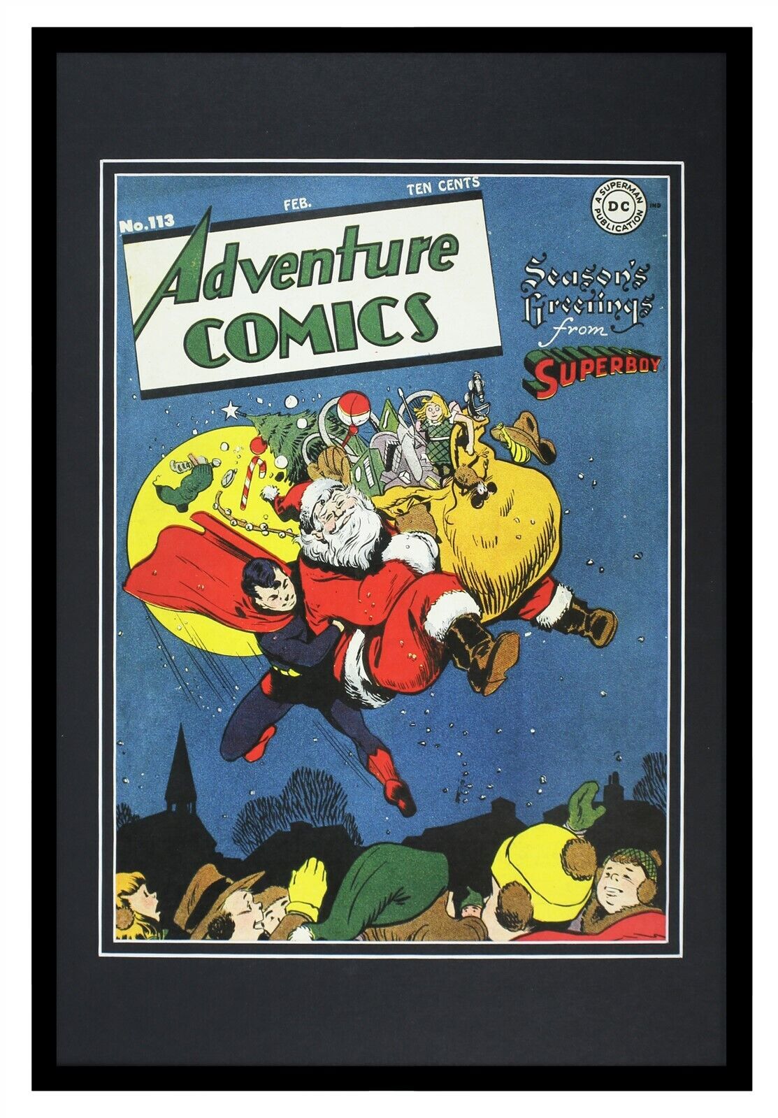 Adventure Comics #113 Superman Santa Framed 12x18 Official Repro Cover Display